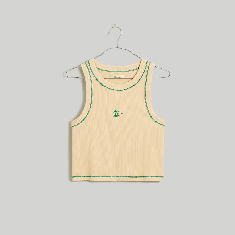 MADEWELL Paradise Palm Graphic Supima Rib Crop Tank